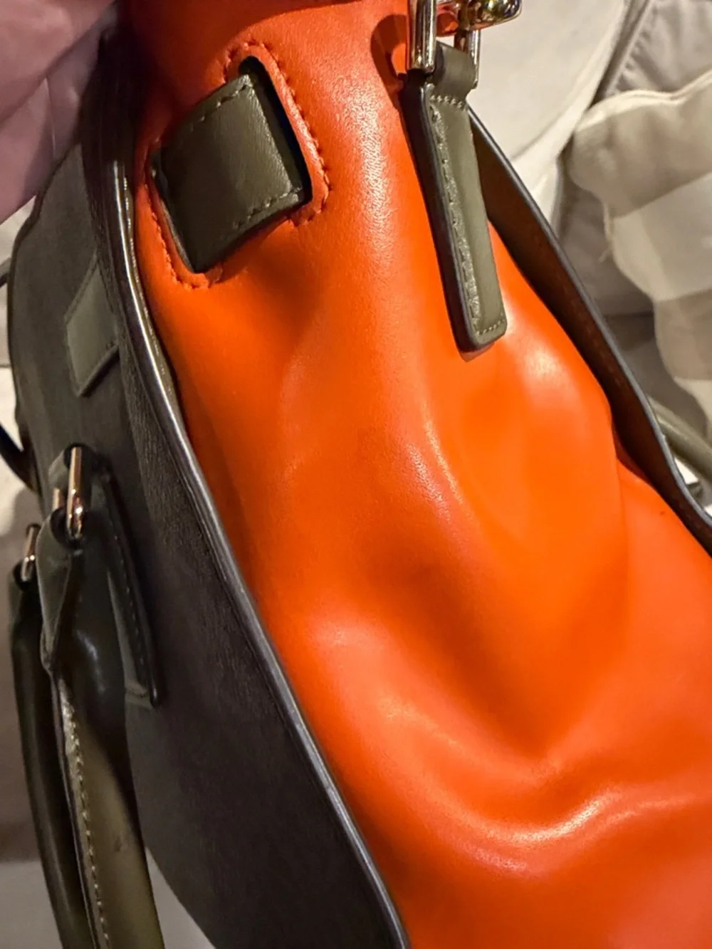 Michael Kors Hamilton Legacy Satchel - Brown Logo / Olive / Orange Colorblock